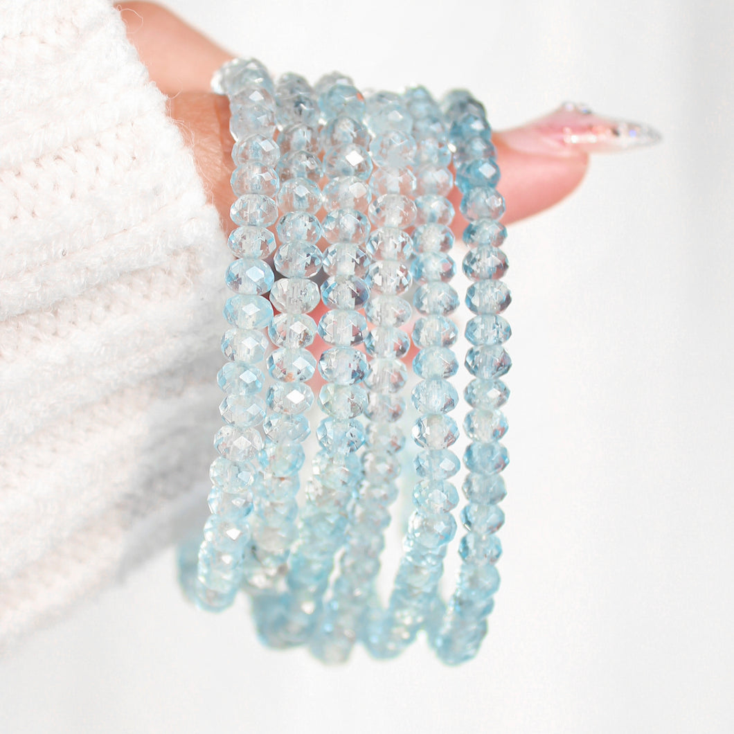 Premium Swiss Blue Topaz Faceted Abacus Bracelet