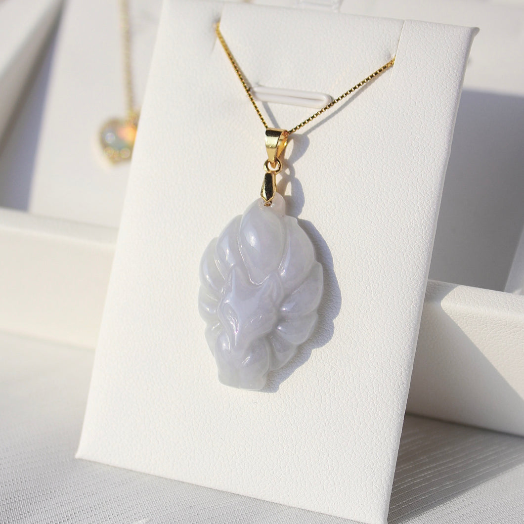 Lavender Jade Nine Tail Fox Necklace