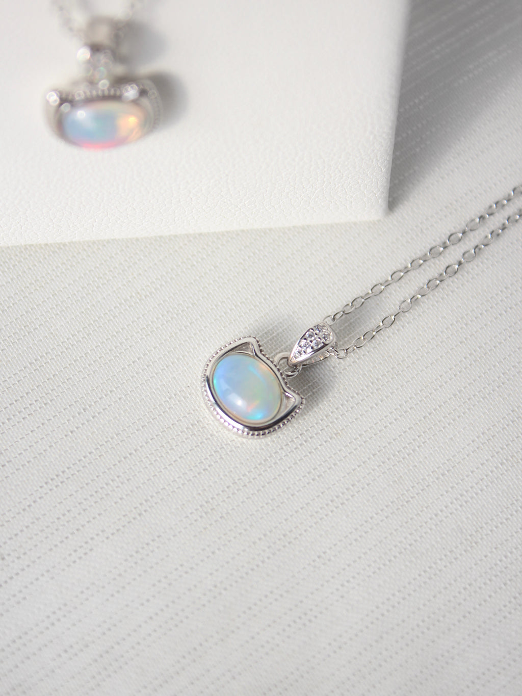 Ethiopian Opal Cat Head Necklace