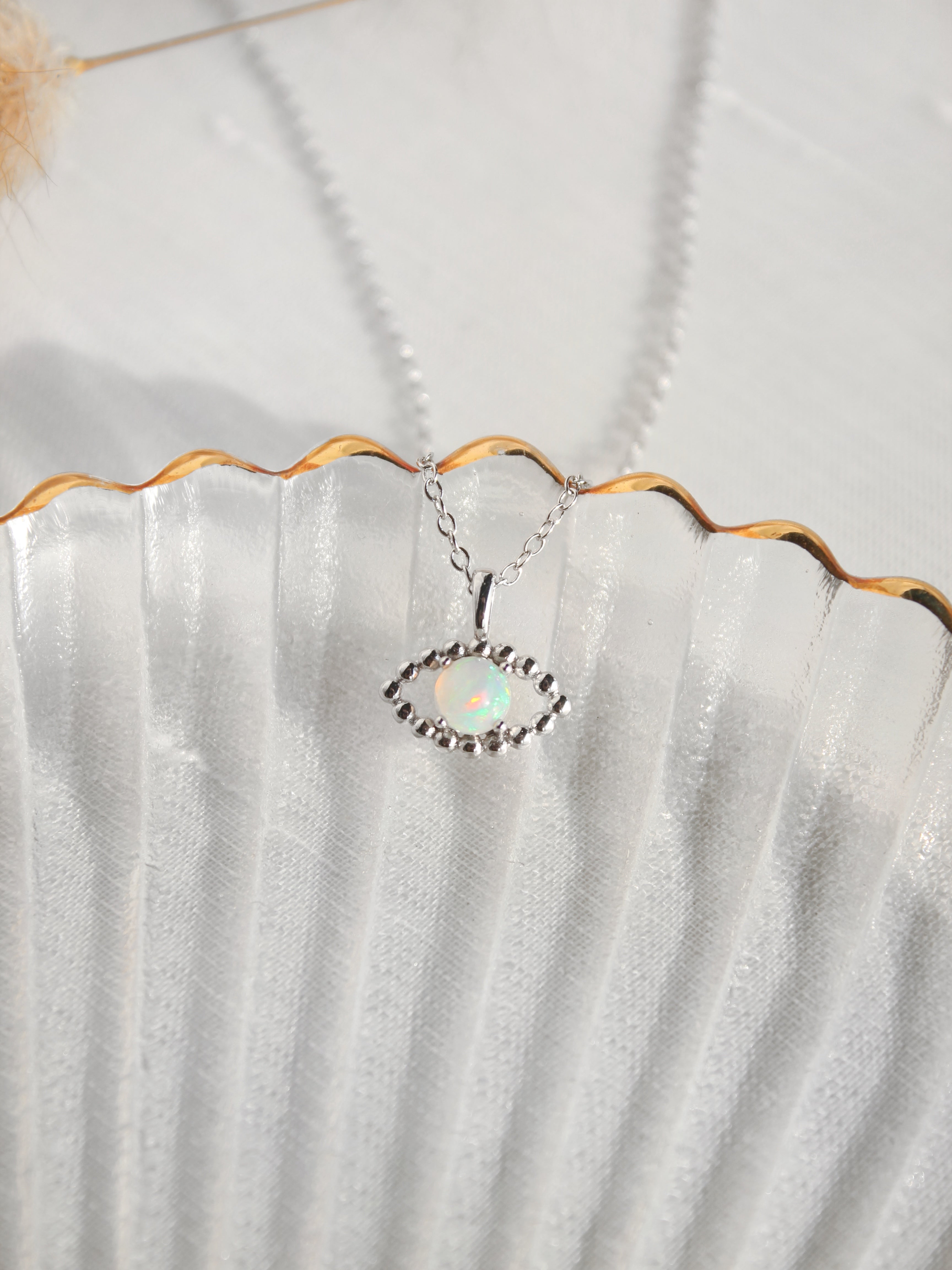 Ethiopian Opal Evil Eye Necklace