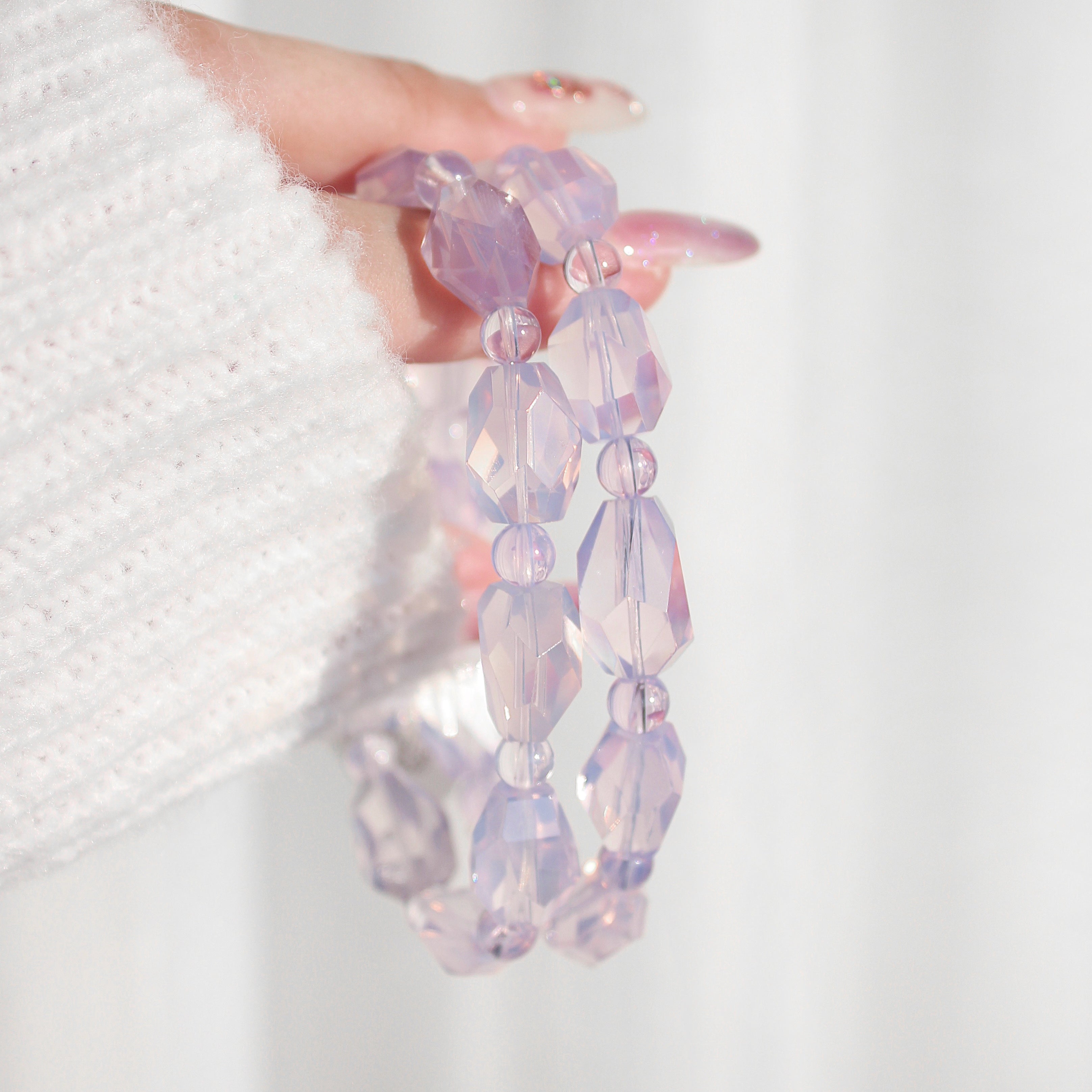 Collector's Lavender Moon Quartz Freeform Bracelet