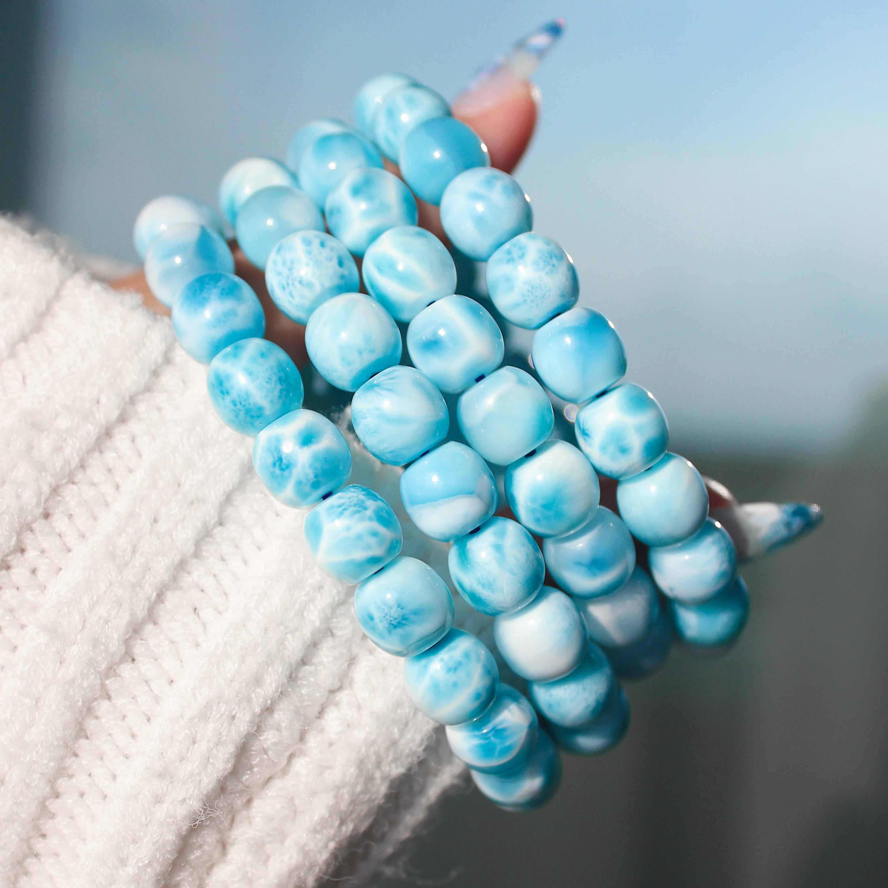 Ultra Collector's Larimar Round Barrel Bracelet