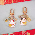 Fortune Cat Crystal Bag Charm