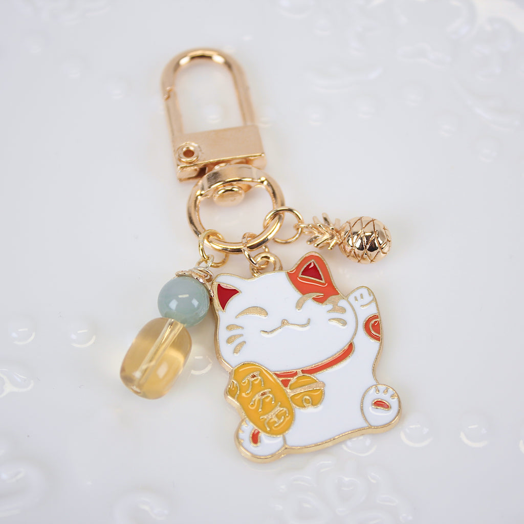 Fortune Cat Crystal Bag Charm