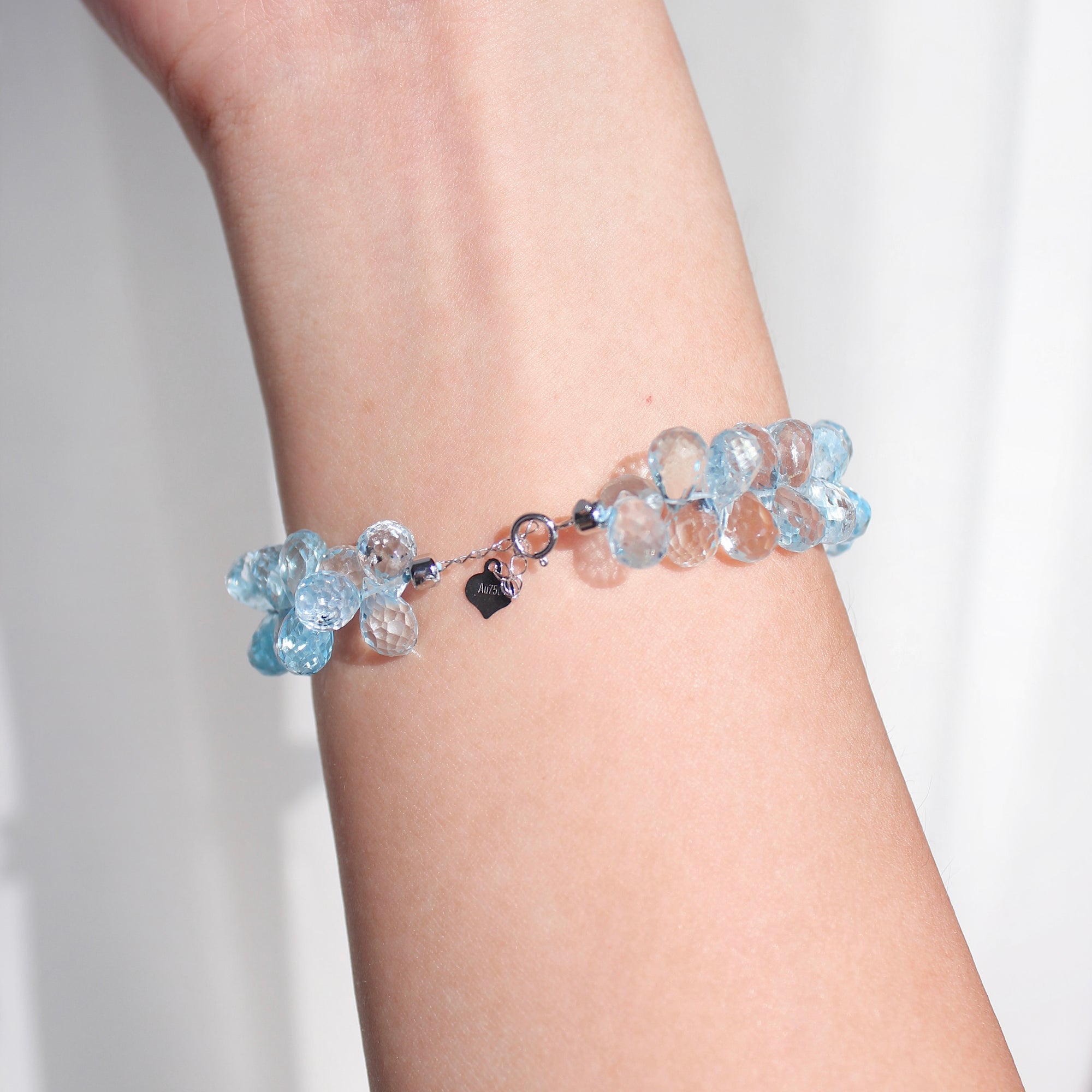 Gem Grade Swiss Blue Topaz Briolette Bracelet