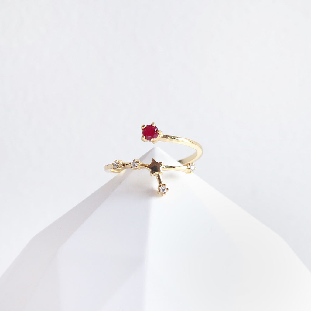 Ruby Cancer Constellation Ring