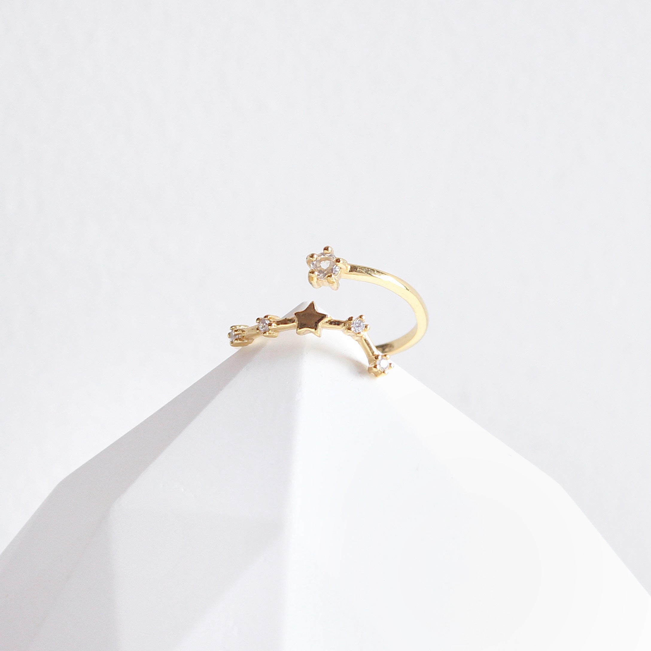 Clear Quartz Aries Constellation Ring
