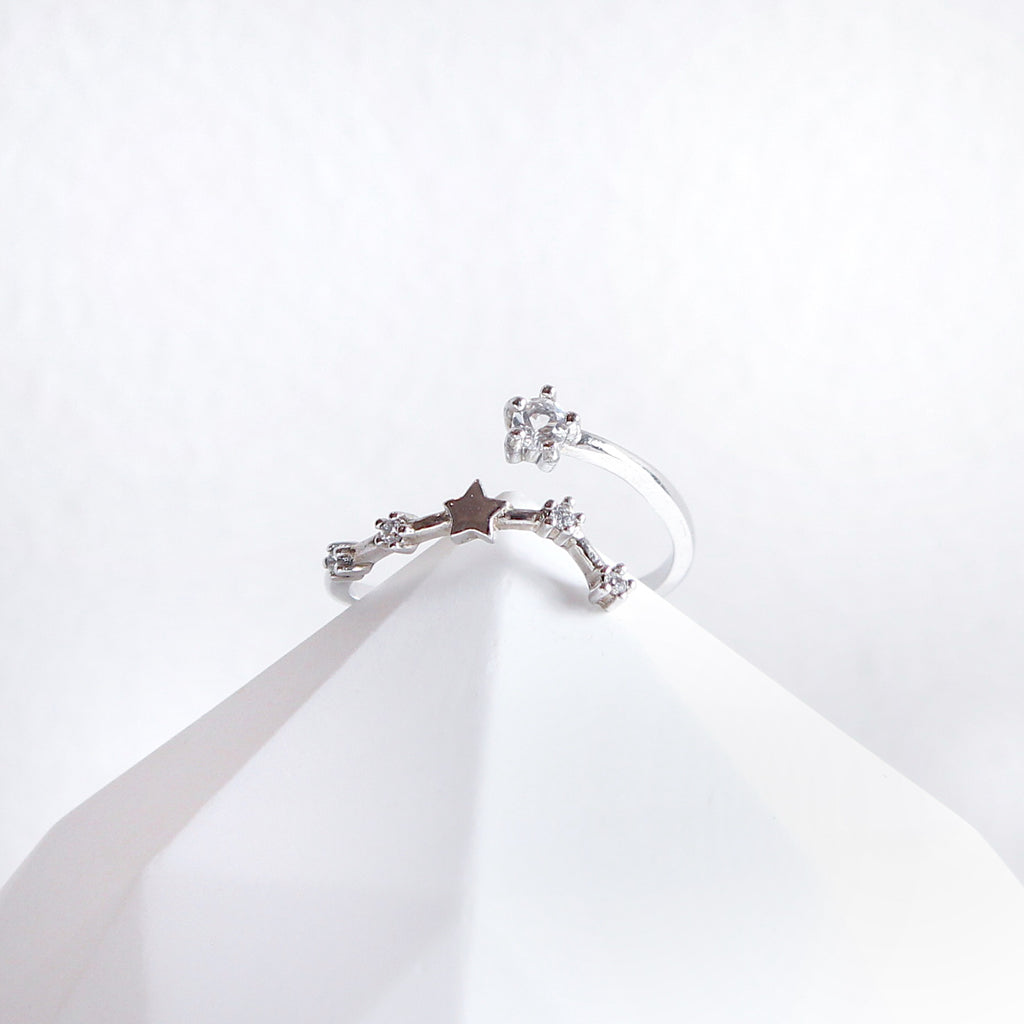 Clear Quartz Aries Constellation Ring