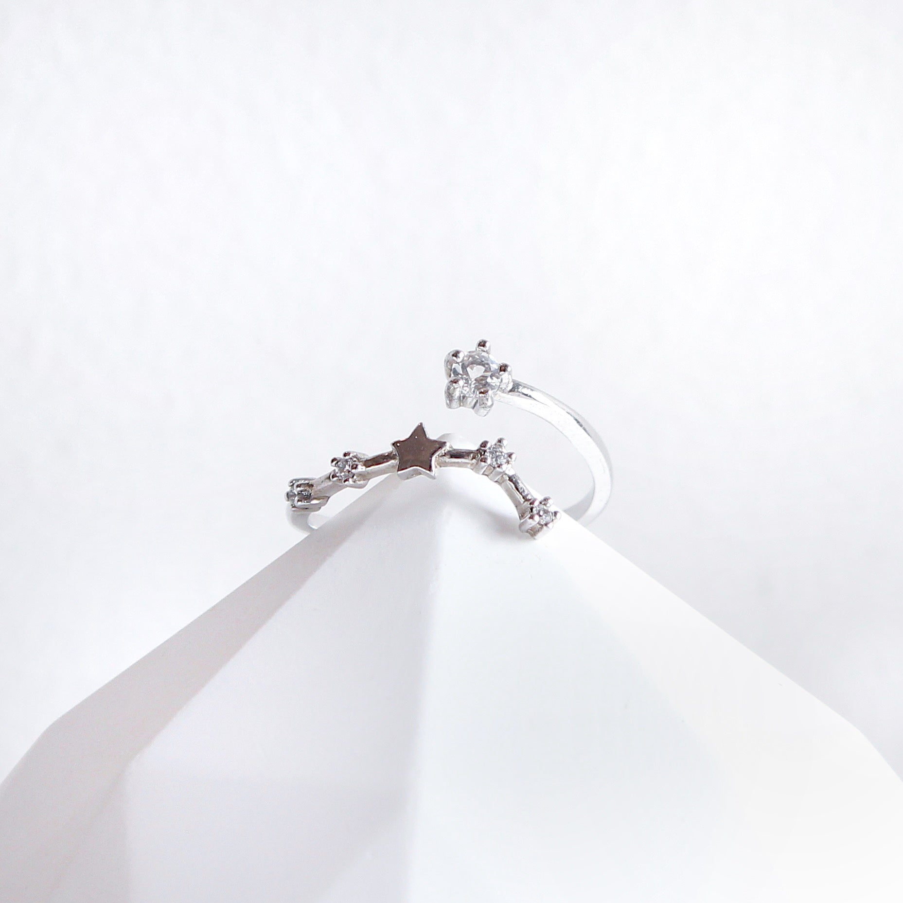 Clear Quartz Aries Constellation Ring