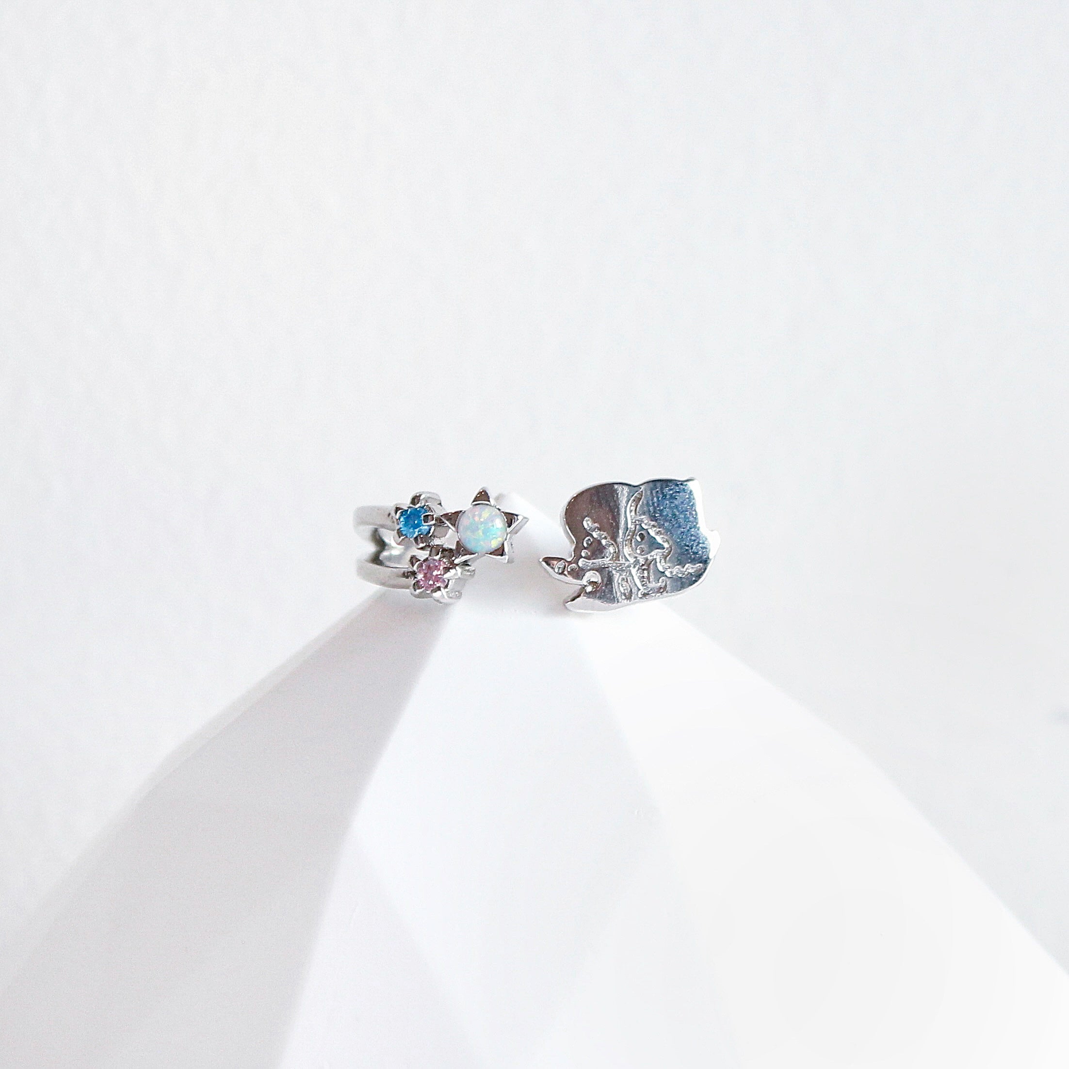 Ethiopian Opal Little Twin Star Ring