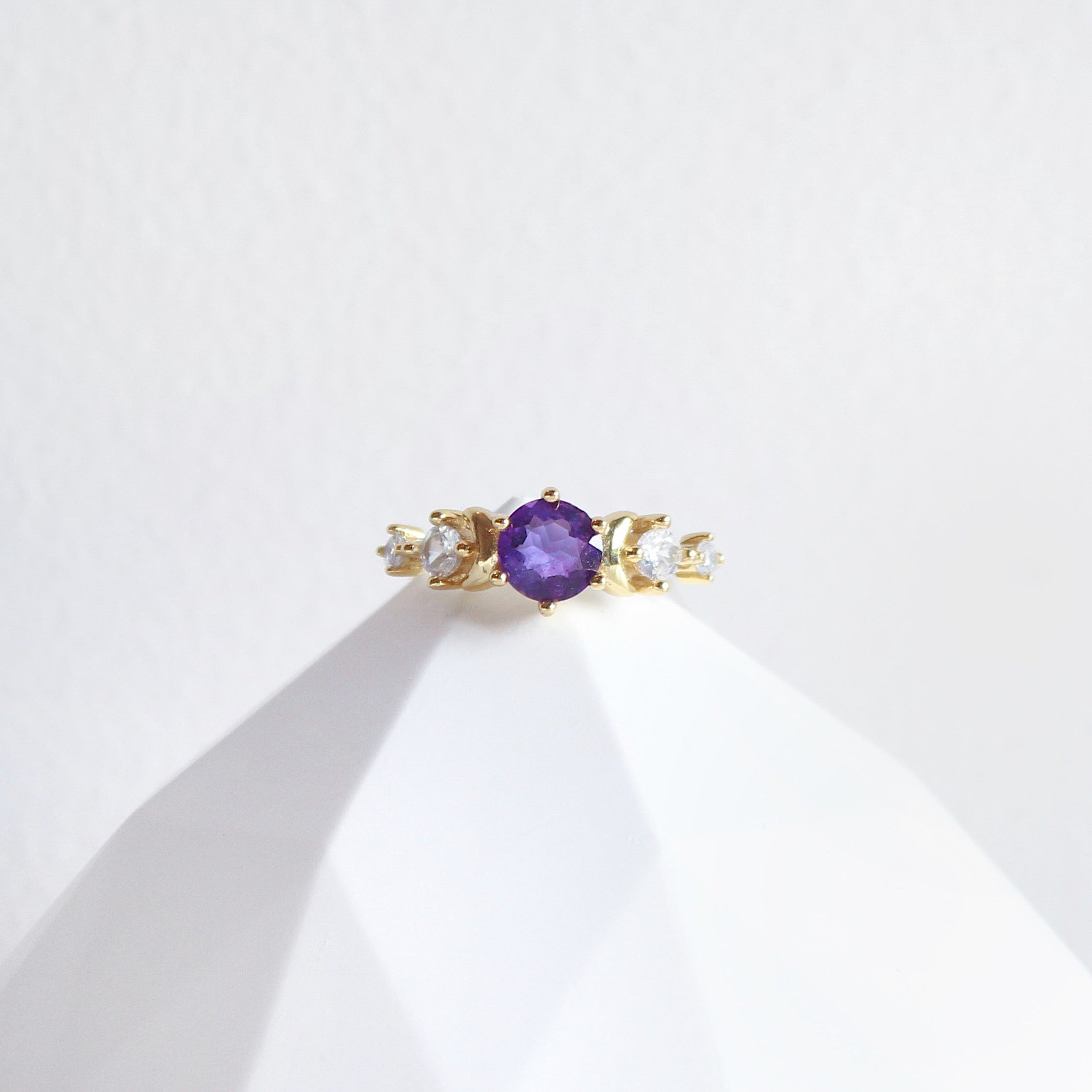 Amethyst Twin Moon Ring