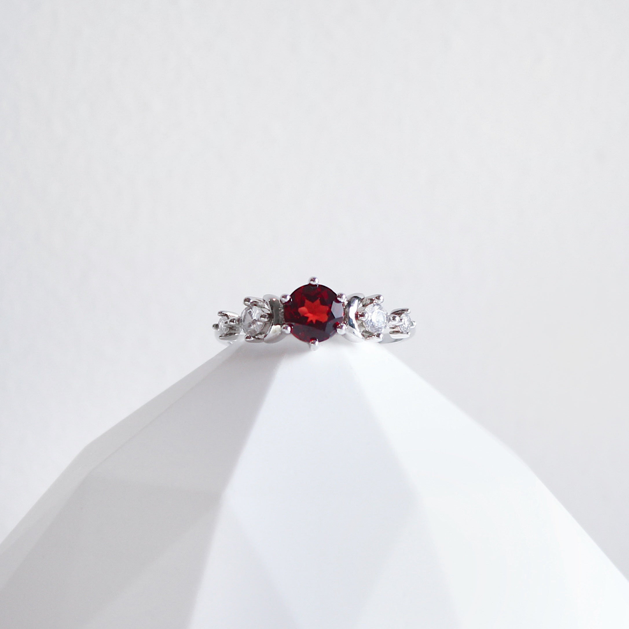 Garnet Twin Moon Ring