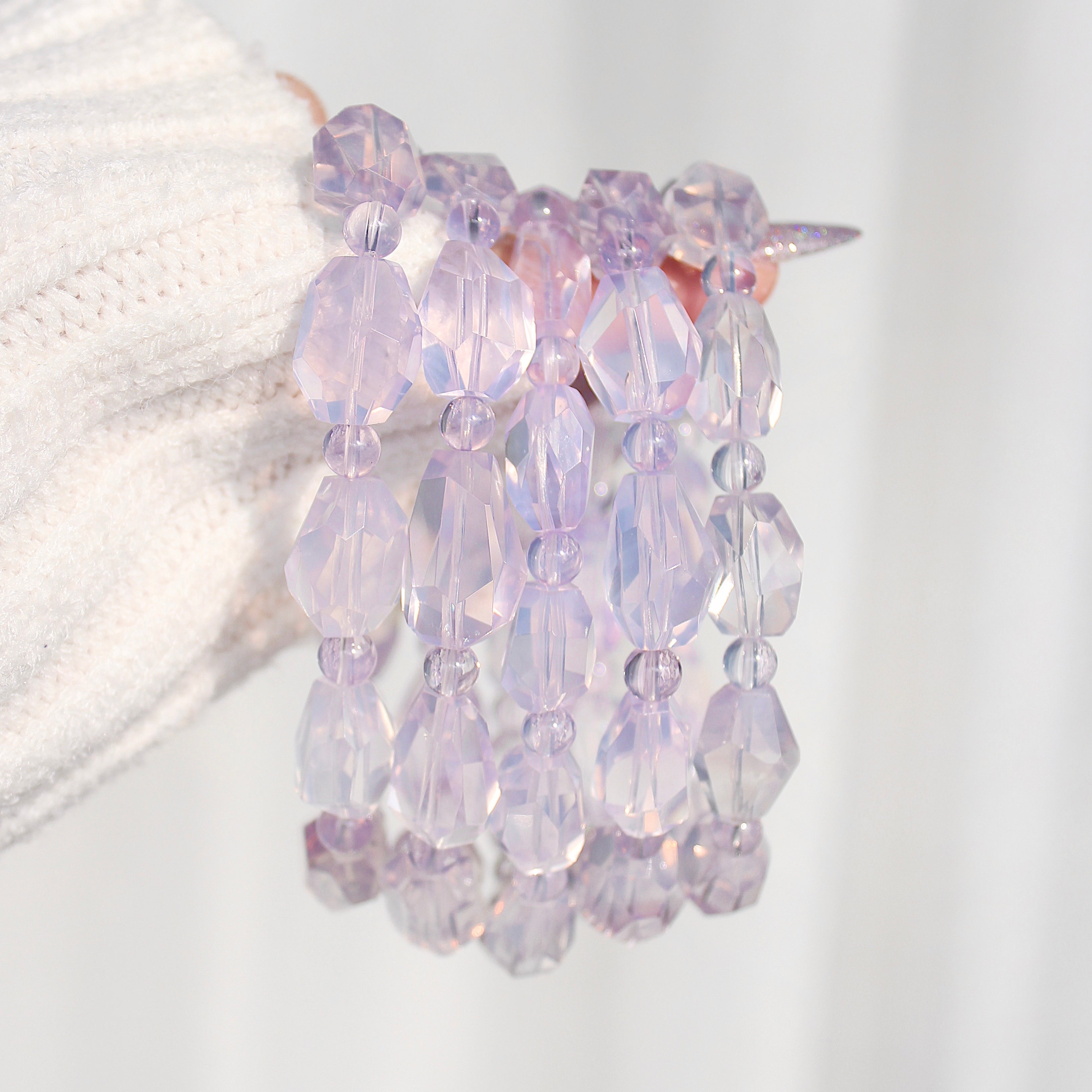Collector's Lavender Moon Quartz Freeform Bracelet