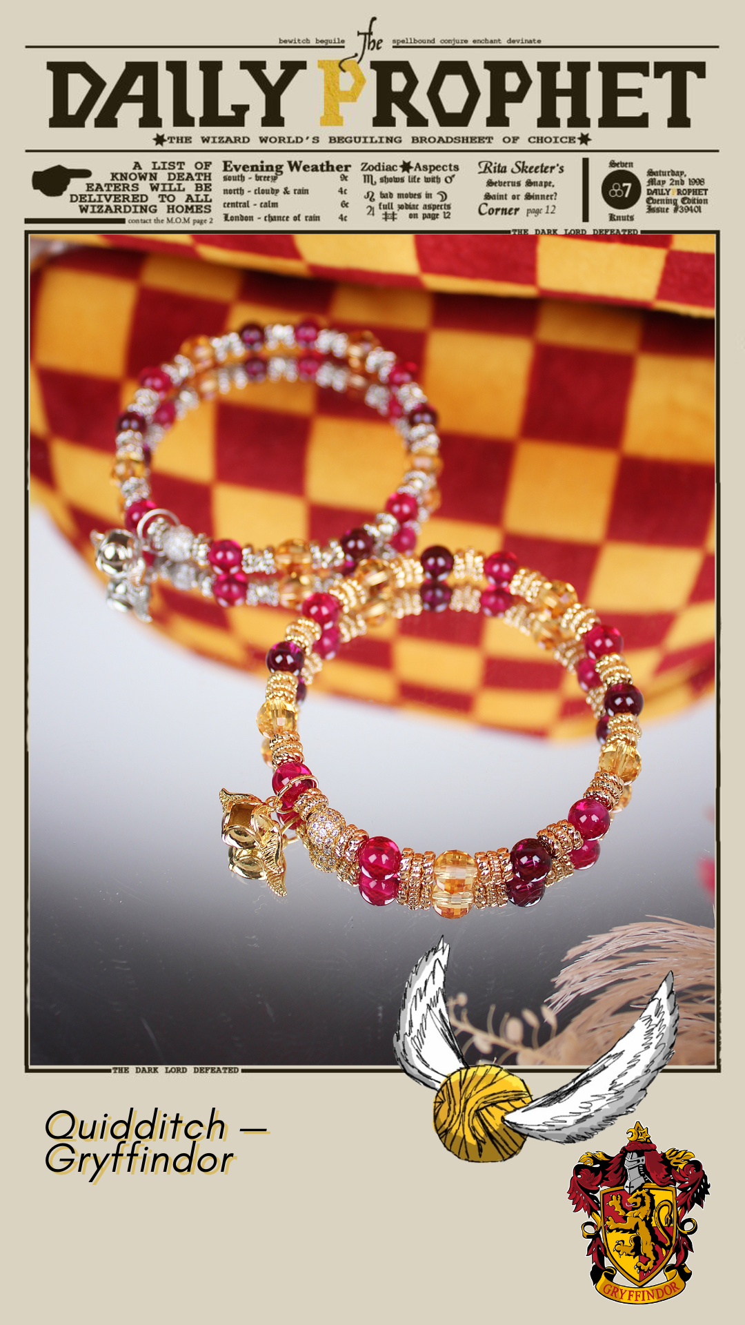 Gryffindor Quidditch Stacker Bracelet