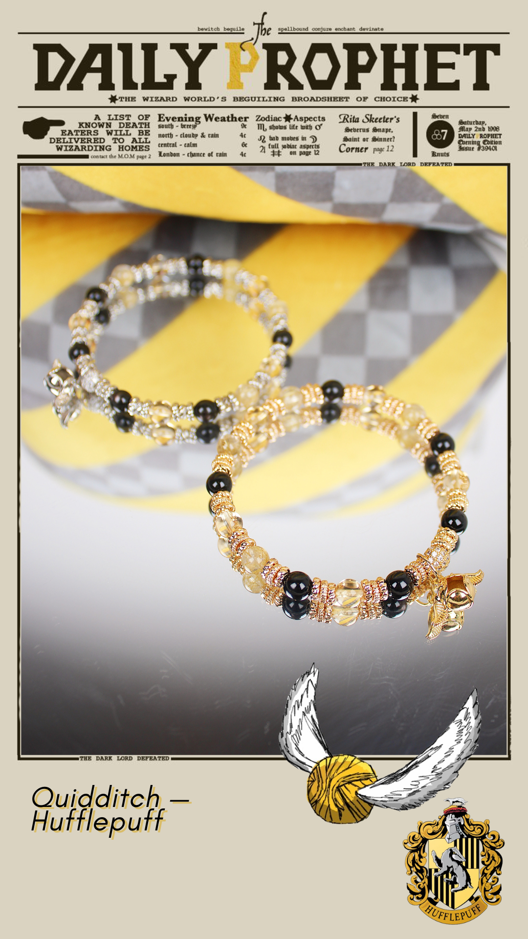 Hufflepuff Quidditch Stacker Bracelet