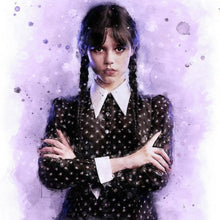 Load image into Gallery viewer, Wednesday Addams (Black Flower Agate Barrel) Bracelet
