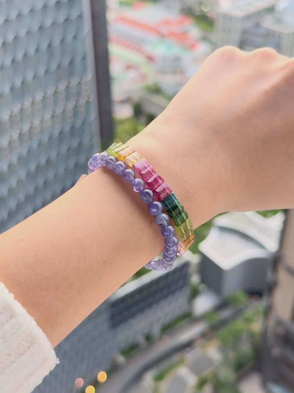 Ultra Collector's Rainbow Tourmaline ShouPai Bracelet