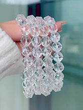 Load and play video in Gallery viewer, Premium Diamond Cut Faceted Clear Quartz Bracelet
