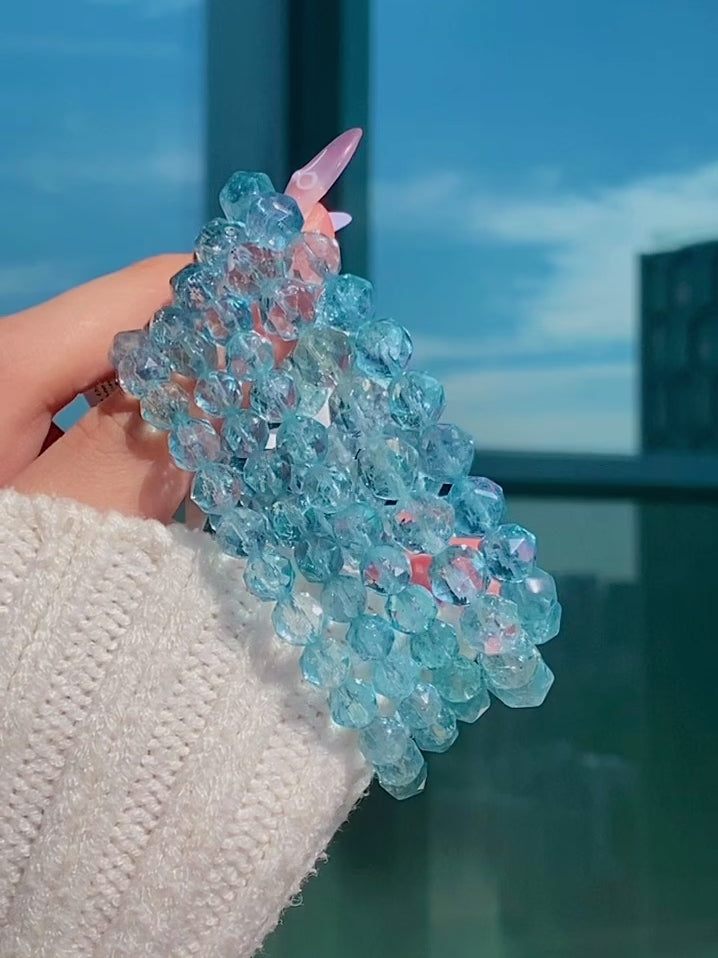 Extra Premium Diamond Cut Faceted Blue Topaz Bracelet