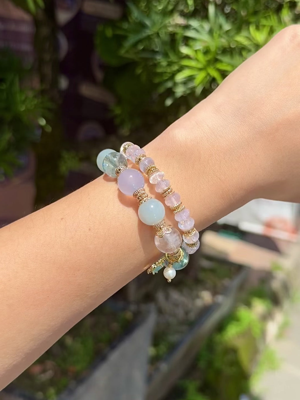 Collector's Lavender Moon Quartz Abacus Bracelet