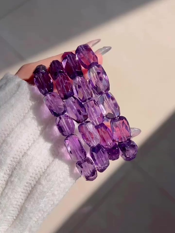 Collector's Bolivian Amethyst Freeform Barrel Bracelet