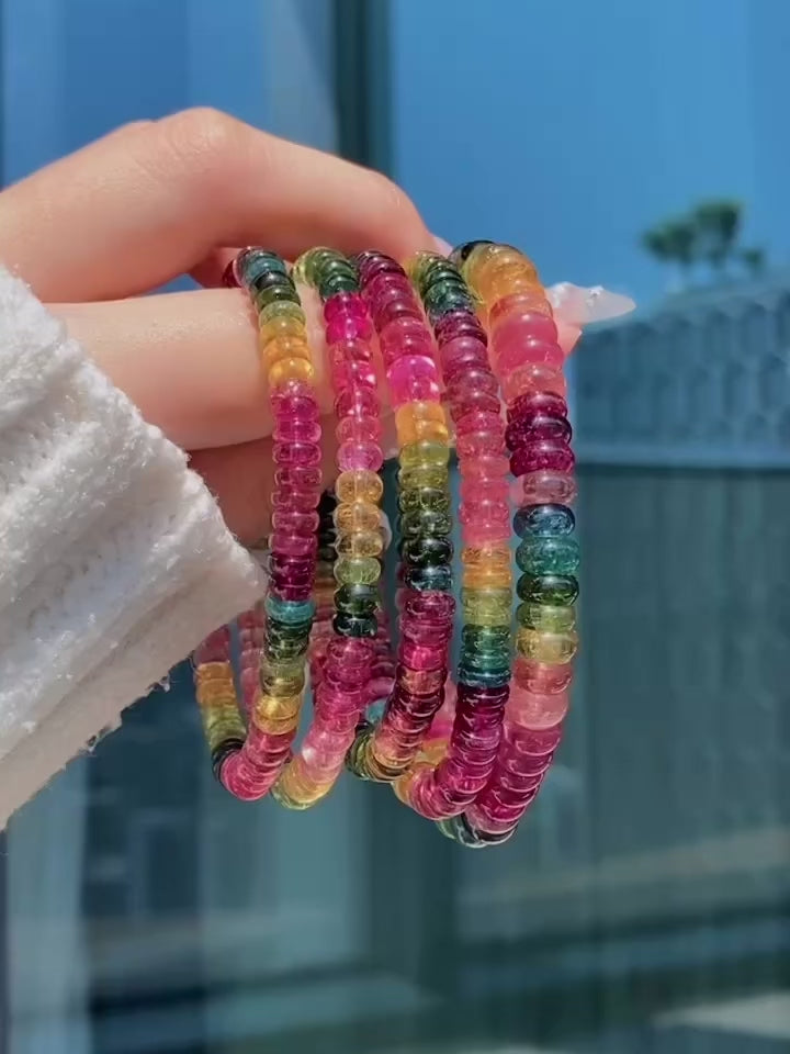Ultra Collector's Rainbow Tourmaline Abacus Bracelet