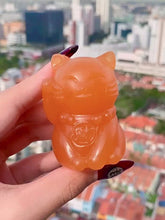 Load and play video in Gallery viewer, Orange Calcite Fortune Cat
