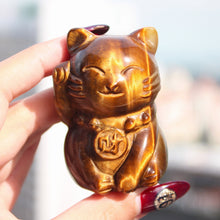 Load image into Gallery viewer, Yellow Tiger&#39;s Eye Fortune Cat
