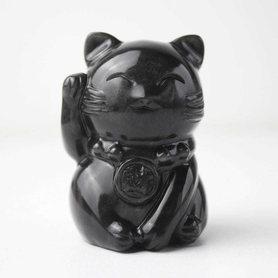 Silver Obsidian Fortune Cat