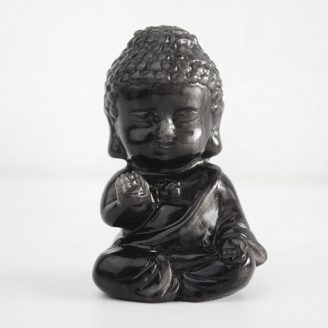 Silver Obsidian Buddha