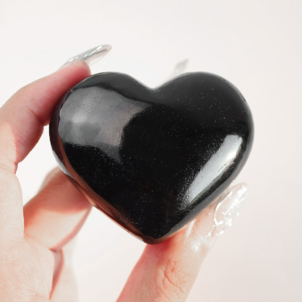 Black Tourmaline Puffy Heart