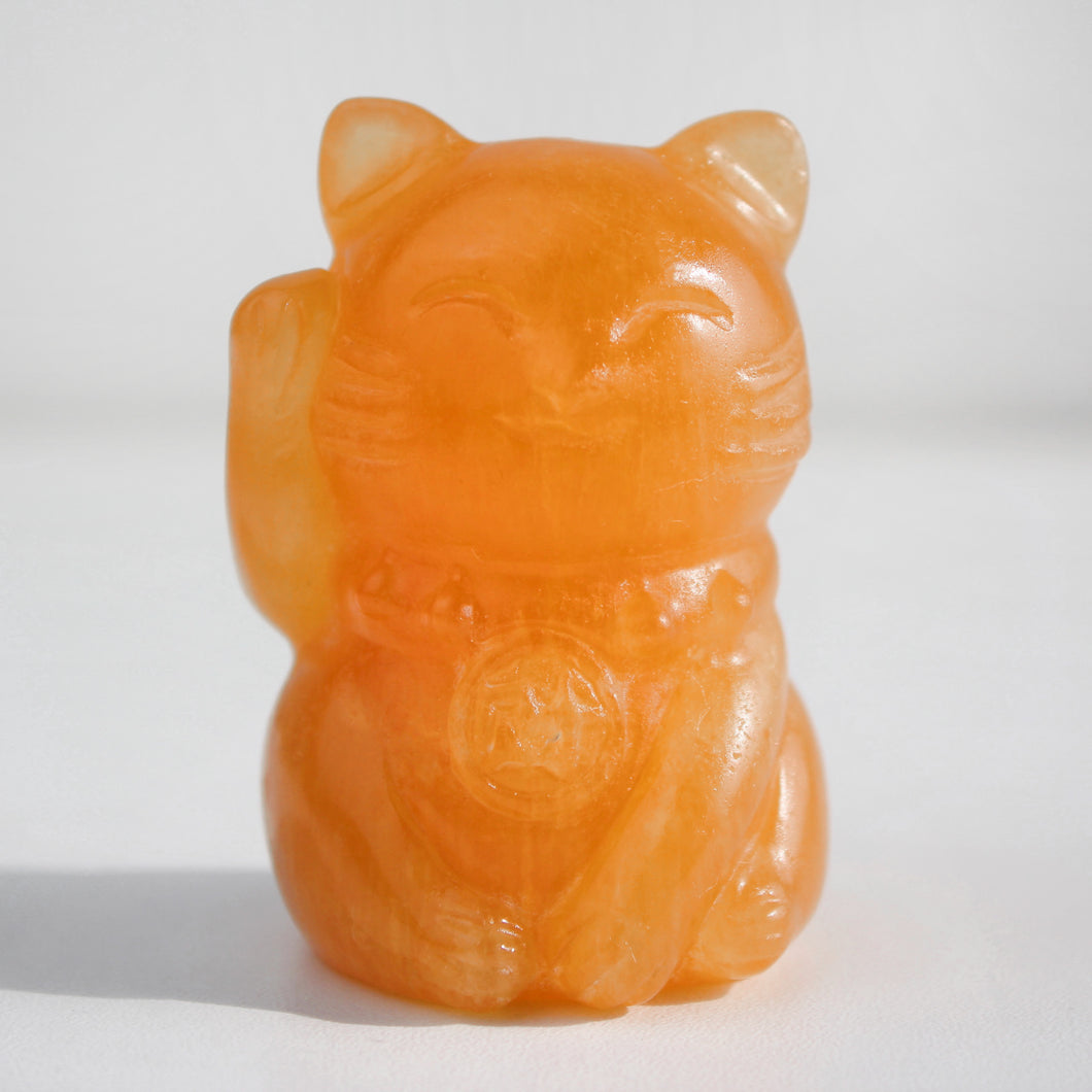 Orange Calcite Fortune Cat