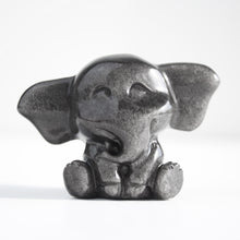 Load image into Gallery viewer, Silver Obsidian Elephant
